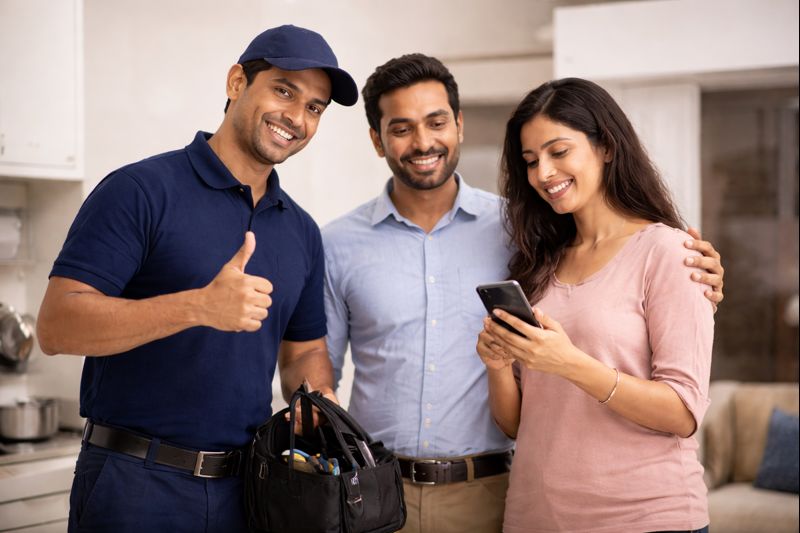 Satisfied customer after washing machine repair service