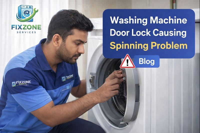 washing machine door lock causing spinning problem
