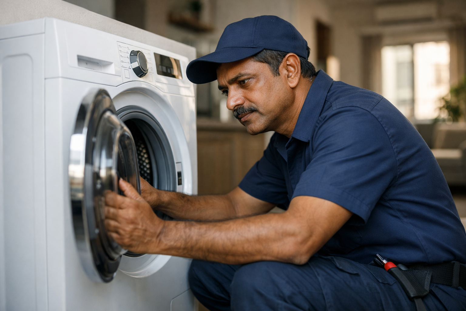 Experienced washing machine technician providing doorstep washing machine repair service in Ramanthapur Hyderabad