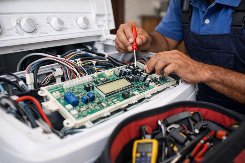 Washing machine control board and PCB repair service fixing electrical faults in Hyderabad