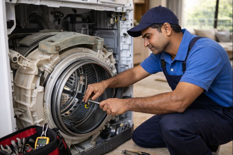 Washing machine excessive noise and vibration repair service fixing drum imbalance in Hyderabad